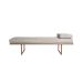 Banco 2 Lugares Galli Linho Bege e Dourado 140 cm