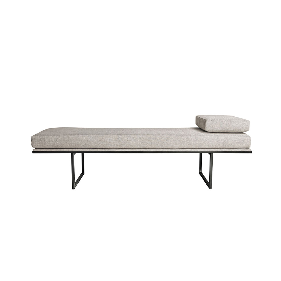 Banco 2 Lugares Galli Linho Bege e Preto 160 cm