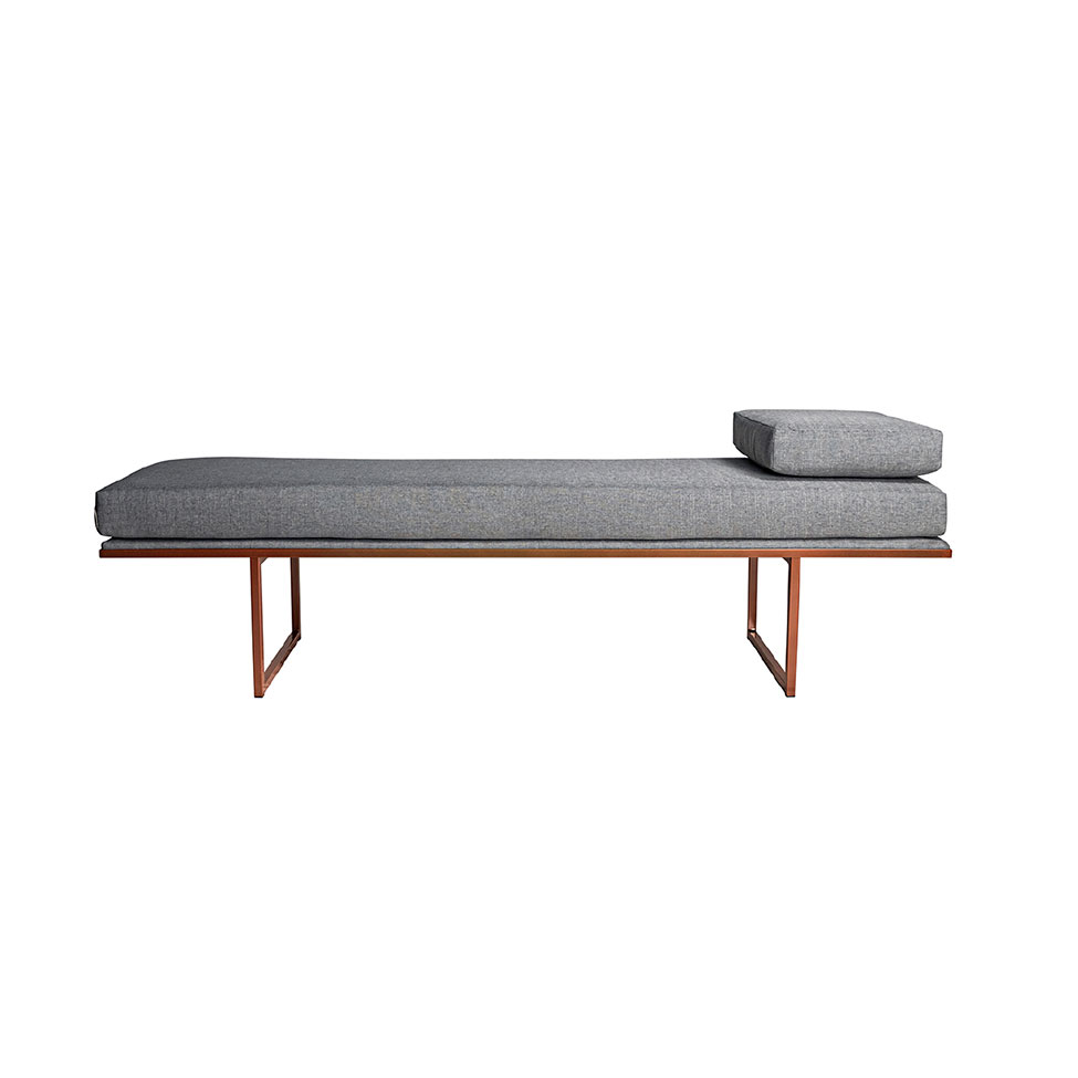 Banco 2 Lugares Galli Linho Cinza e Dourado 140 cm