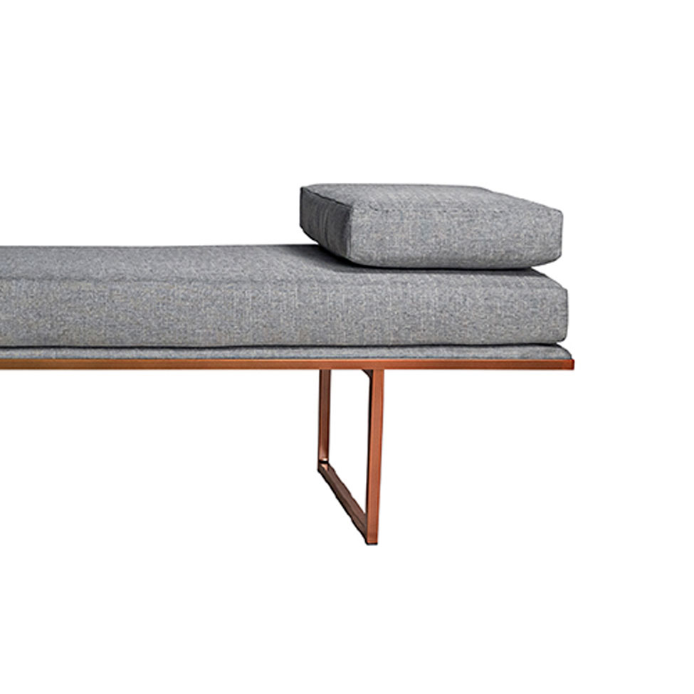 Banco 2 Lugares Galli Linho Cinza e Dourado 140 cm