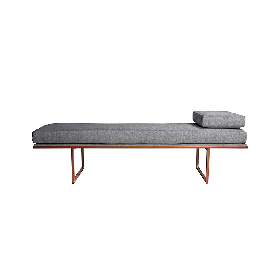 Banco 2 Lugares Galli Linho Cinza e Dourado 160 cm