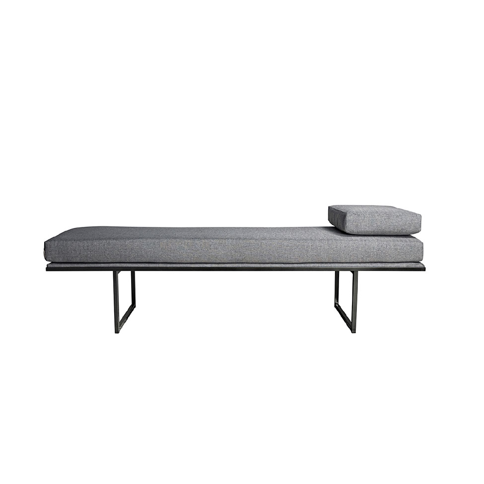 Banco 2 Lugares Galli Linho Cinza e Preto 100 cm