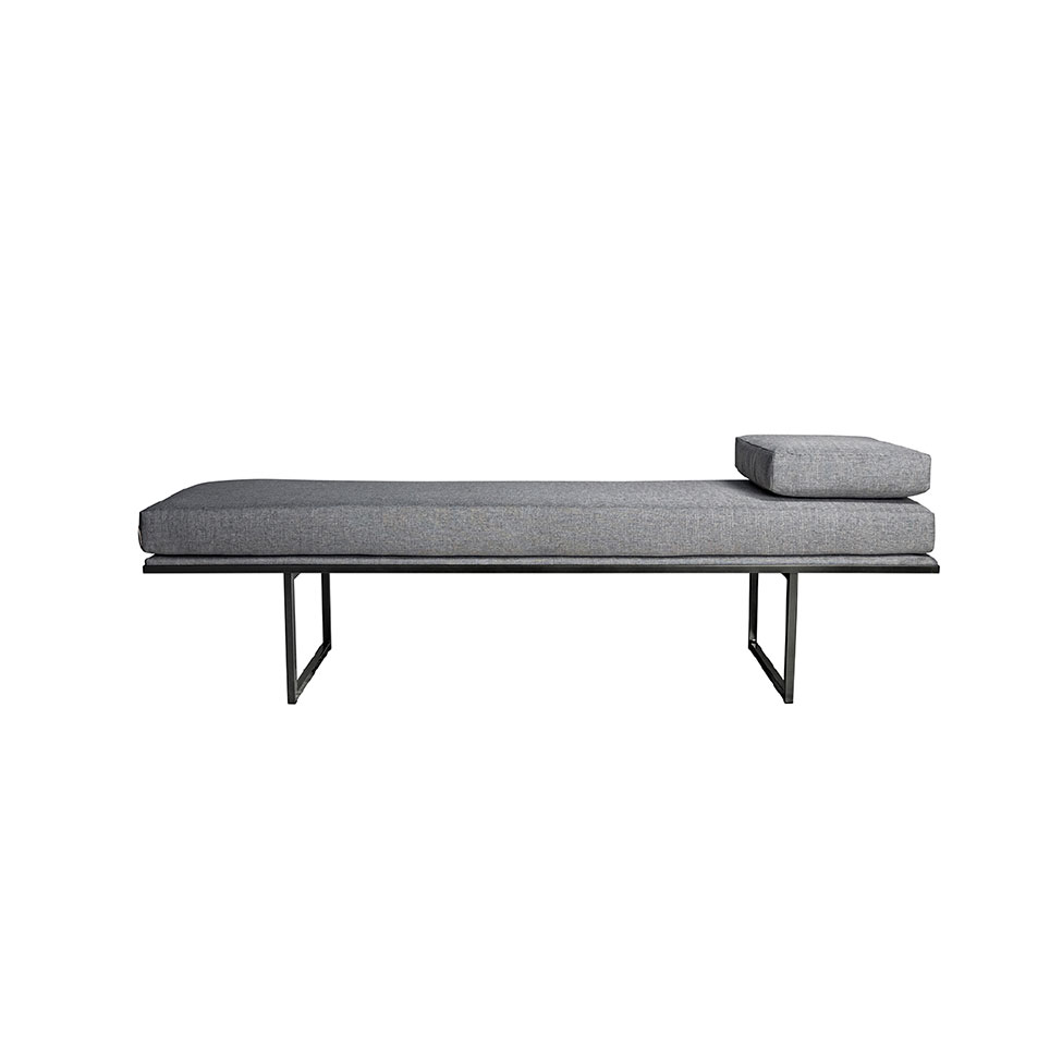 Banco 2 Lugares Galli Linho Cinza e Preto 140 cm