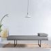 Banco 2 Lugares Galli Linho Cinza e Preto 140 cm