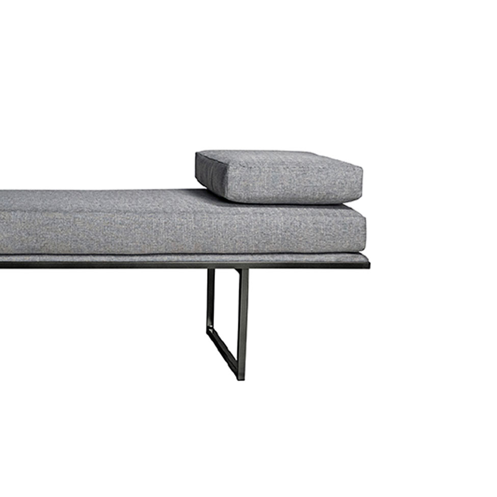 Banco 2 Lugares Galli Linho Cinza e Preto 140 cm