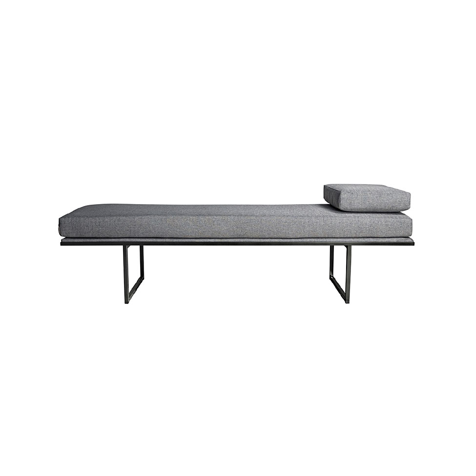 Banco 2 Lugares Galli Linho Cinza e Preto 160 cm