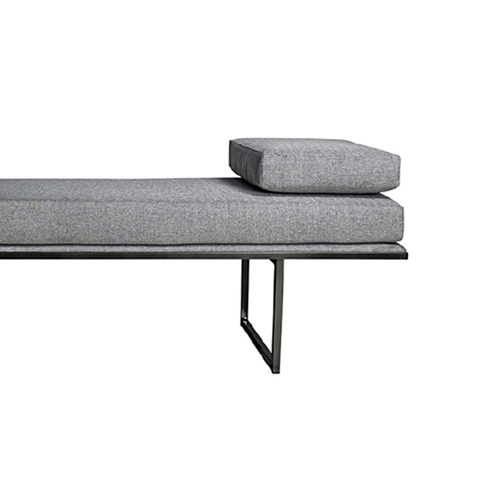 Banco 2 Lugares Galli Linho Cinza e Preto 160 cm