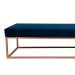 Banco 2 Lugares Giulia Veludo Azul e Dourado 100 cm