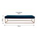 Banco 2 Lugares Giulia Veludo Azul e Dourado 100 cm