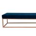 Banco 2 Lugares Giulia Veludo Azul e Dourado 140 cm