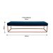 Banco 2 Lugares Giulia Veludo Azul e Dourado 140 cm