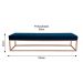 Banco 2 Lugares Giulia Veludo Azul e Dourado 160 cm