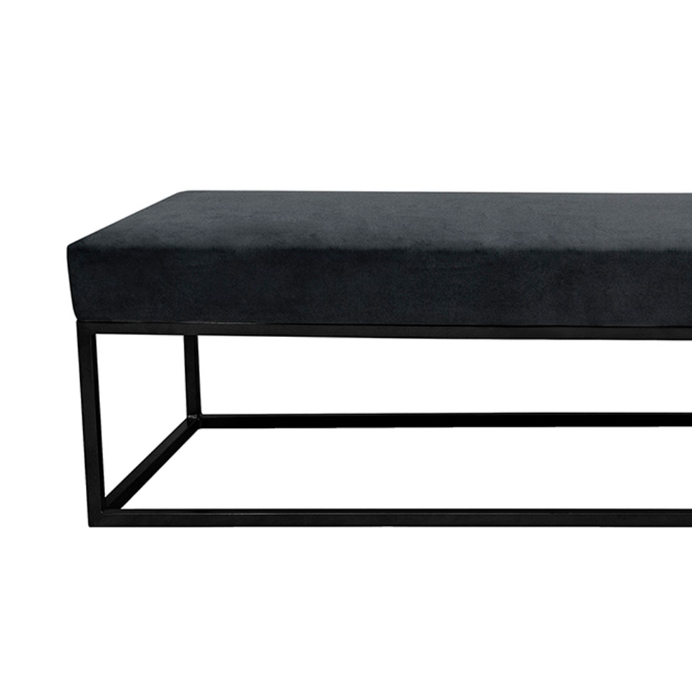 Banco 2 Lugares Giulia Veludo Cinza e Preto 100 cm