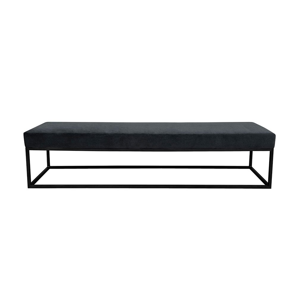 Banco 2 Lugares Giulia Veludo Cinza e Preto 140 cm