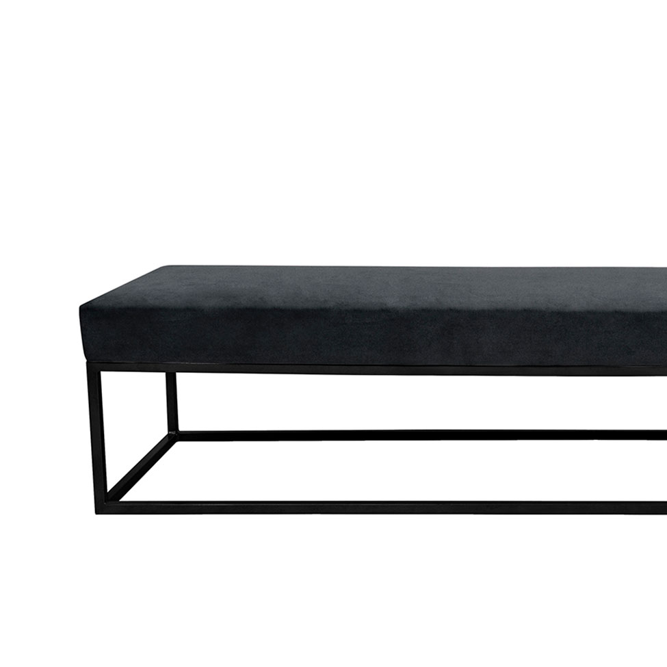 Banco 2 Lugares Giulia Veludo Cinza e Preto 140 cm