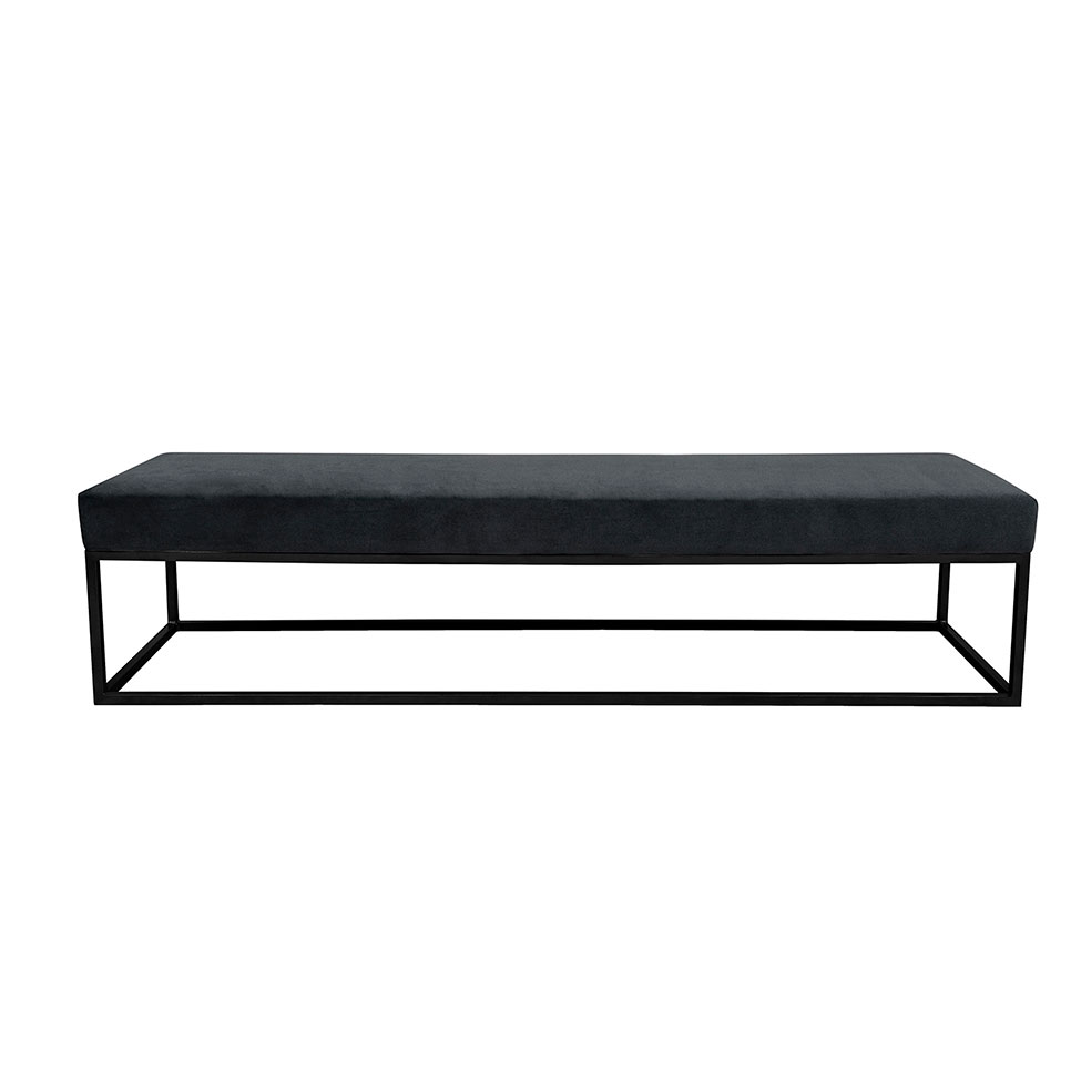 Banco 2 Lugares Giulia Veludo Cinza e Preto 160 cm