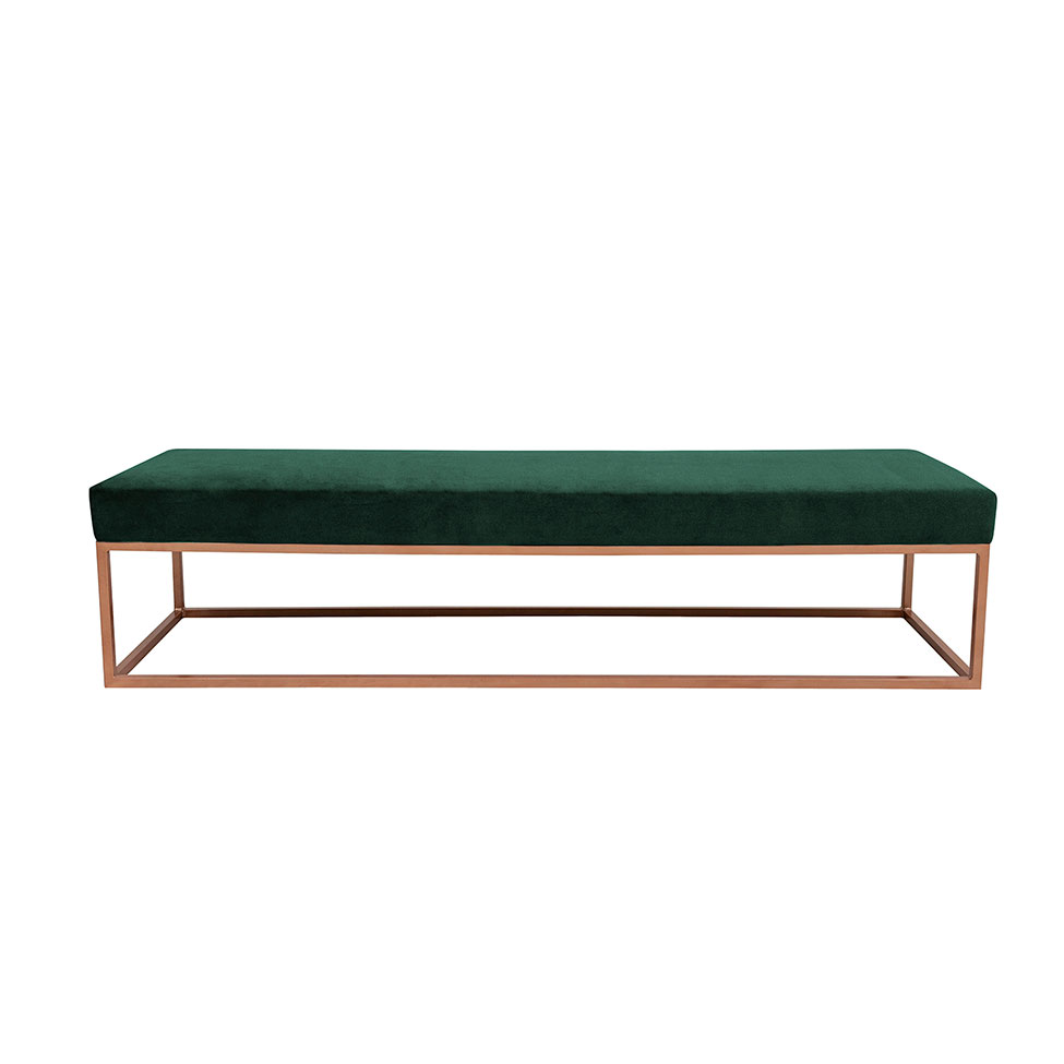 Banco 2 Lugares Giulia Veludo Verde e Dourado 100 cm