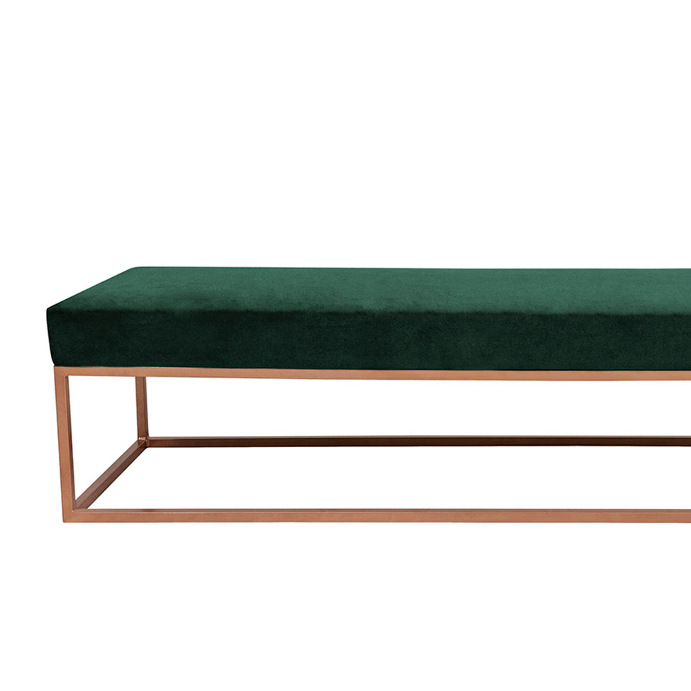 Banco 2 Lugares Giulia Veludo Verde e Dourado 160 cm