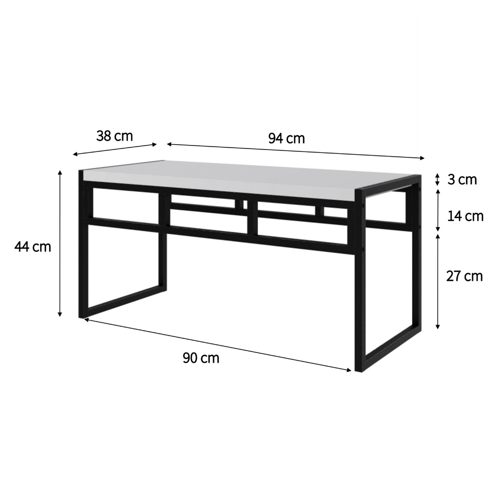Banco 2 Lugares Wooden Branco e Preto