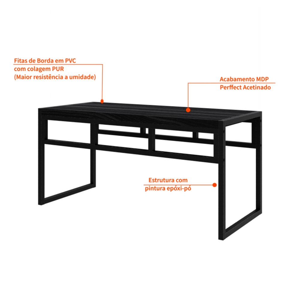 Banco 2 Lugares Wooden Ônix e Preto