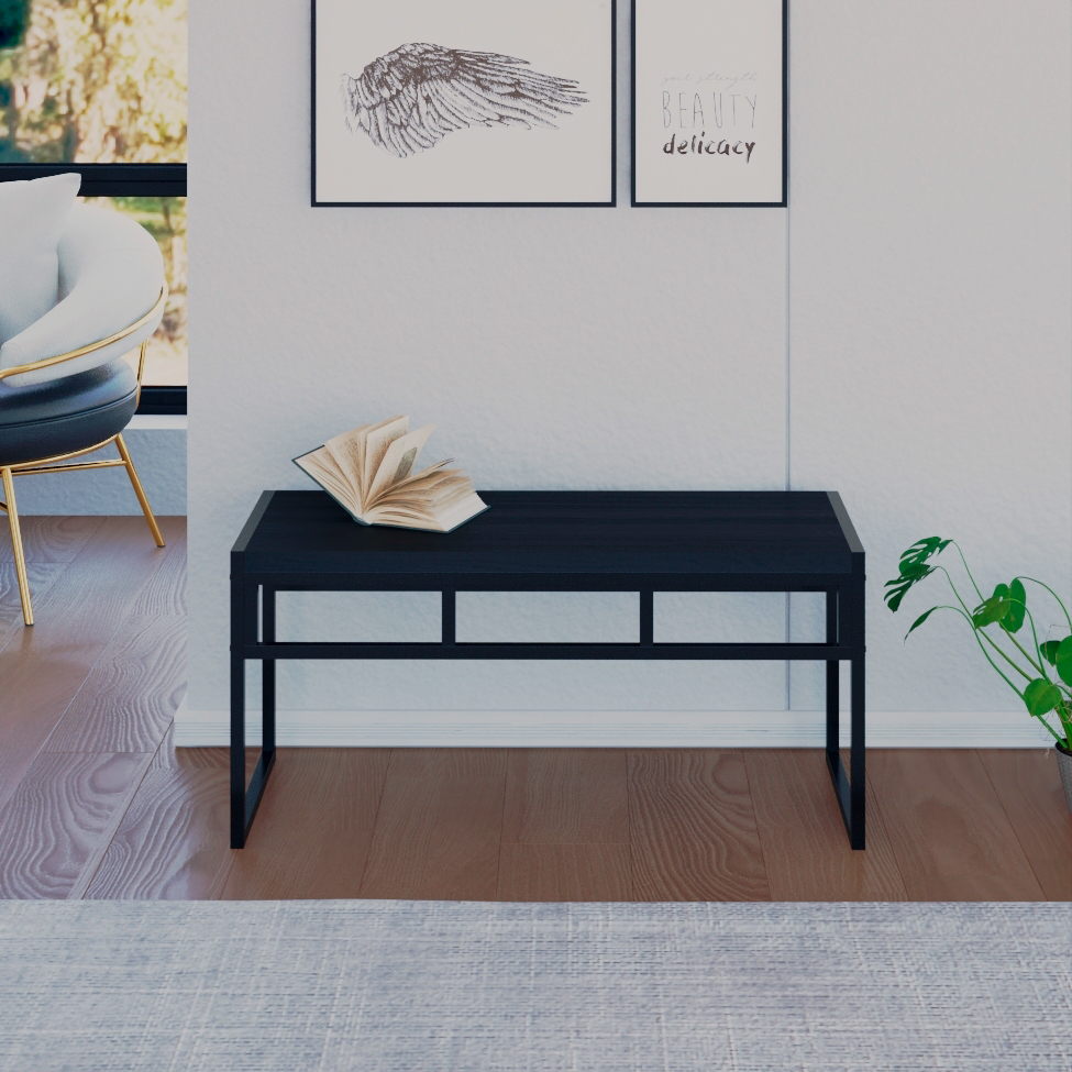 Banco 2 Lugares Wooden Ônix e Preto