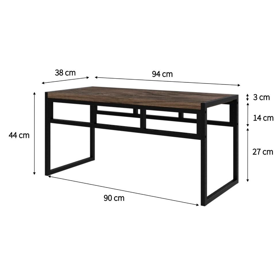 Banco 2 Lugares Wooden Carvalho Dark e Preto