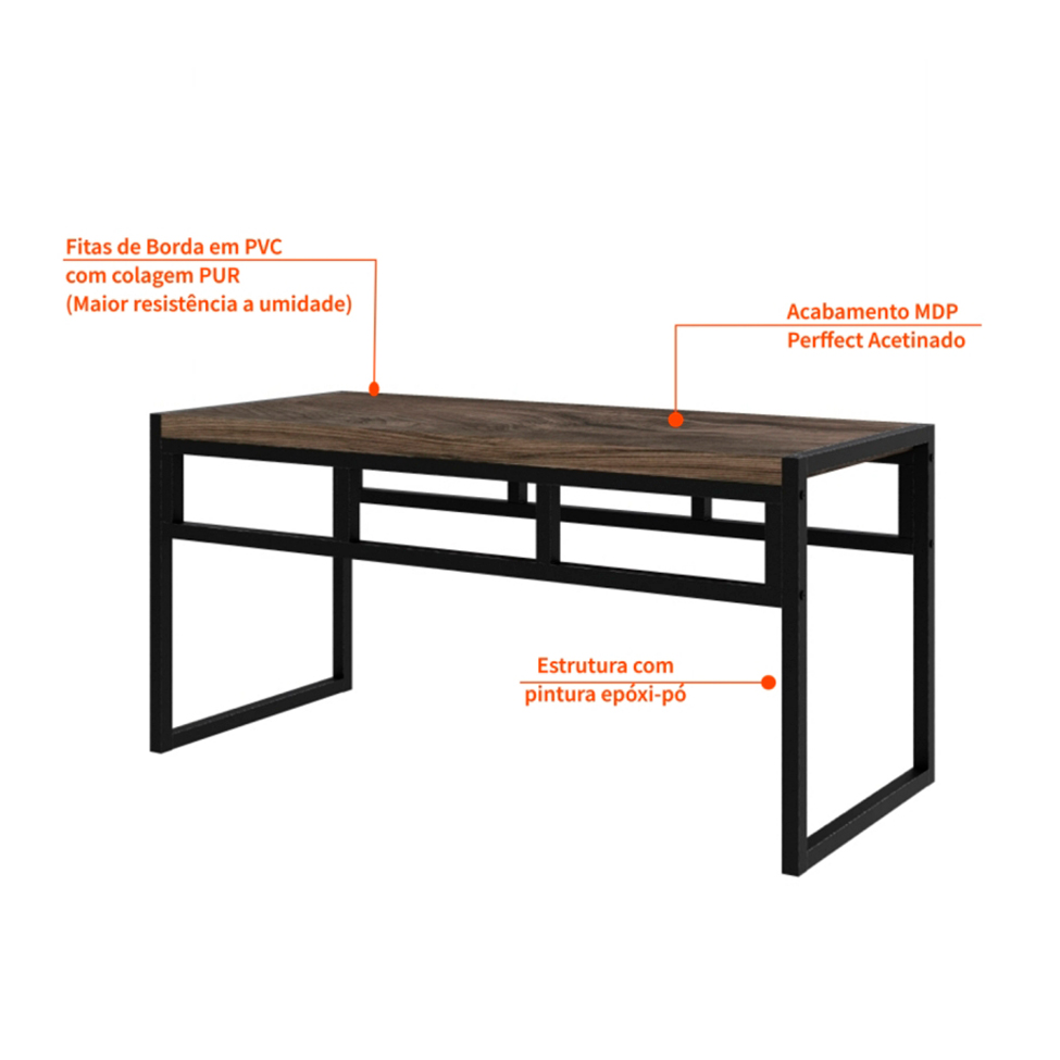 Banco 2 Lugares Wooden Carvalho Dark e Preto