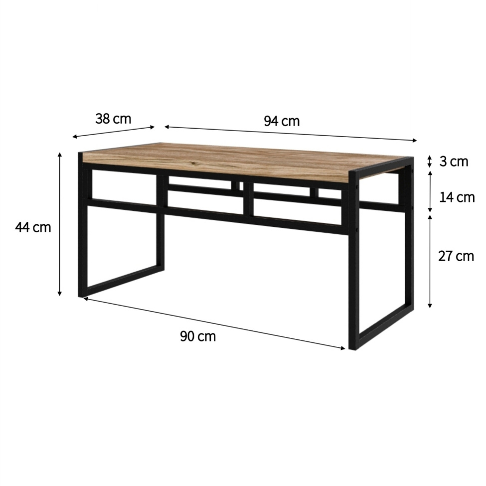 Banco 2 Lugares Wooden Carvalho e Preto