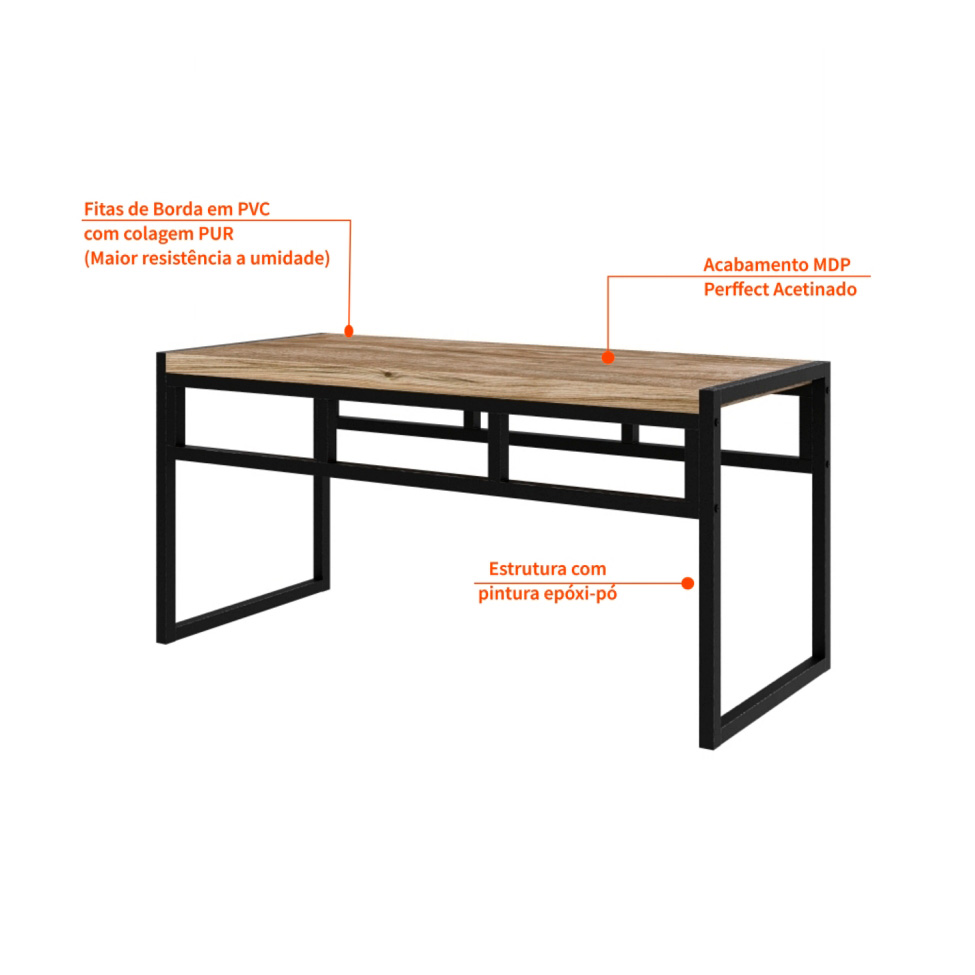 Banco 2 Lugares Wooden Carvalho e Preto