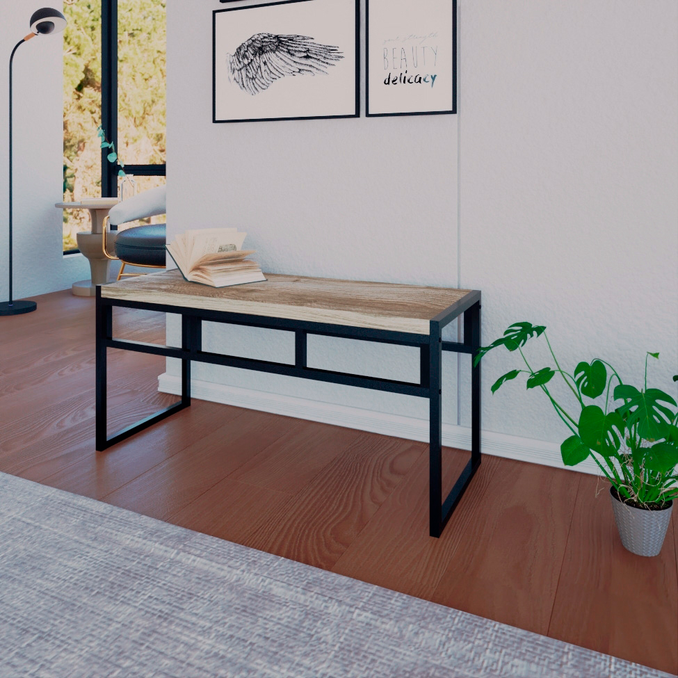 Banco 2 Lugares Wooden Carvalho e Preto