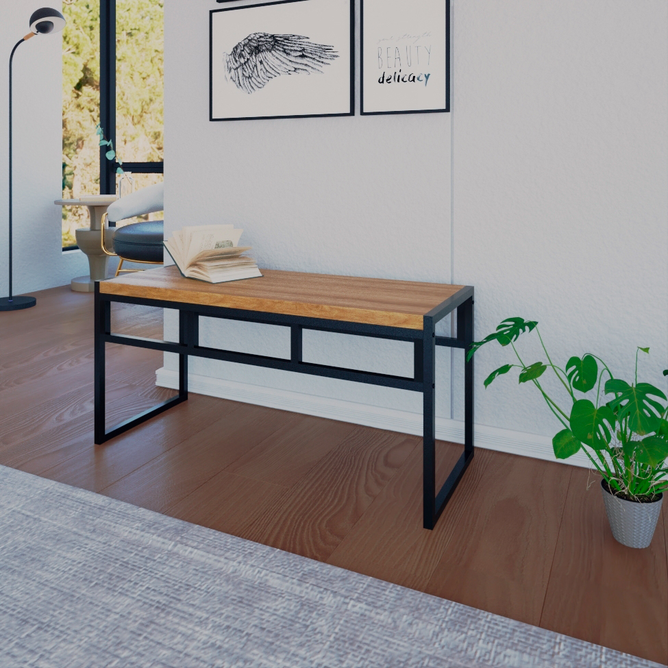Banco 2 Lugares Wooden Mel e Preto