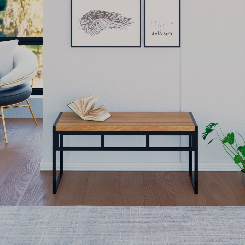 Banco 2 Lugares Wooden Mel e Preto