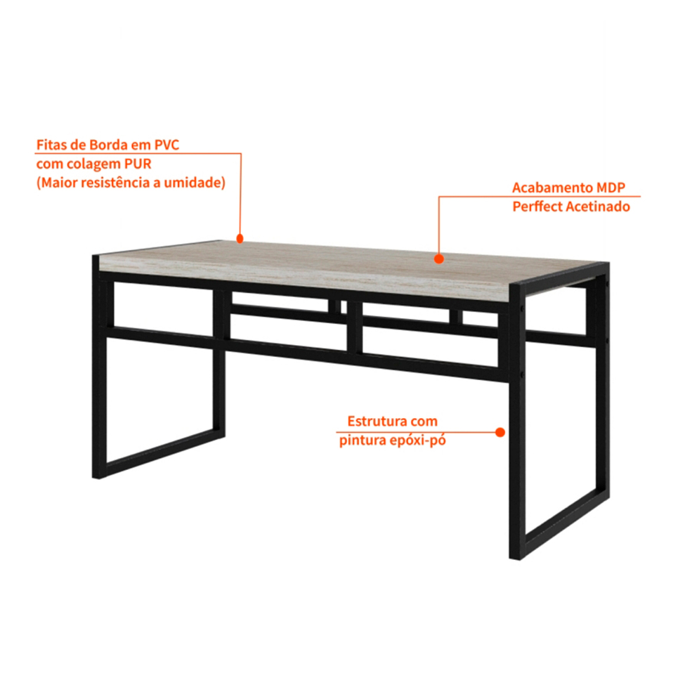 Banco 2 Lugares Wooden Snow e Preto