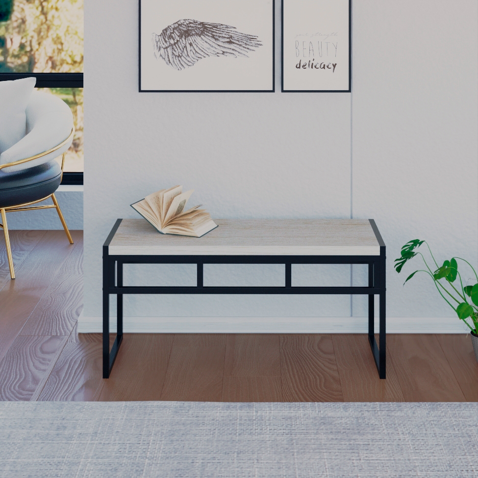 Banco 2 Lugares Wooden Snow e Preto