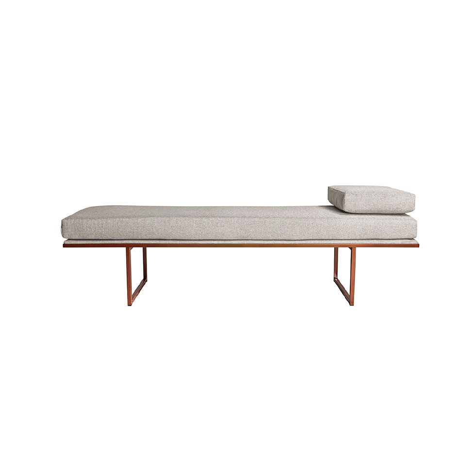 Banco 3 Lugares Galli Linho Bege e Dourado 180 cm