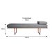 Banco 3 Lugares Galli Linho Cinza e Dourado 180 cm