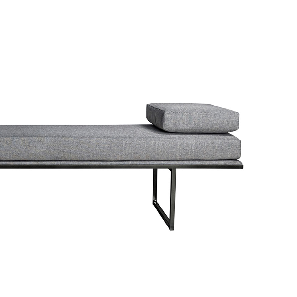 Banco 3 Lugares Galli Linho Cinza e Preto 180 cm