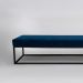 Banco 3 Lugares Giulia Veludo Azul e Preto 180 cm