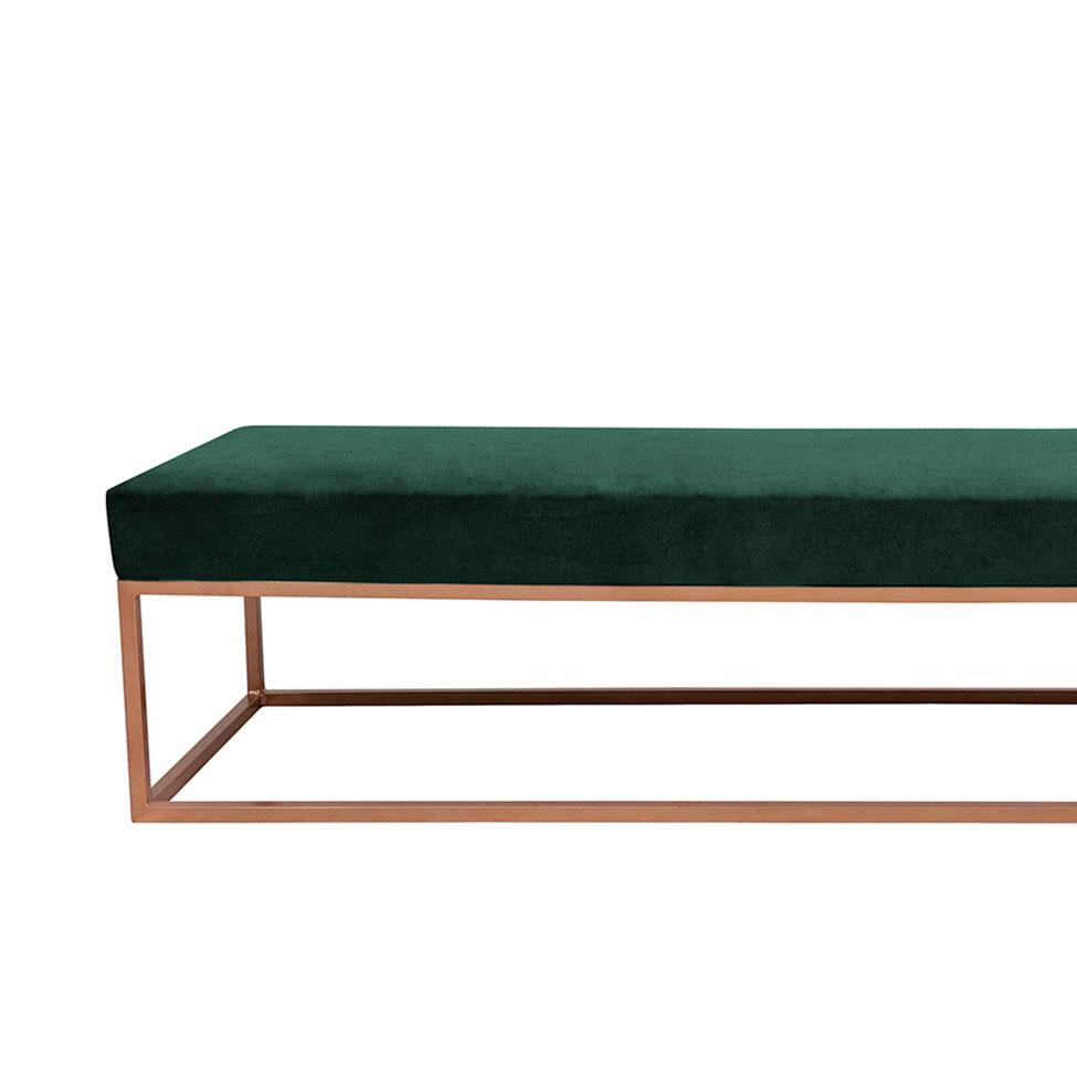 Banco 3 Lugares Giulia Veludo Verde e Dourado 180 cm