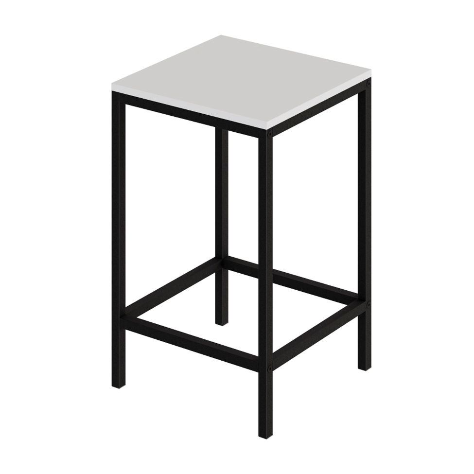 Banco Alto Wooden Branco e Preto