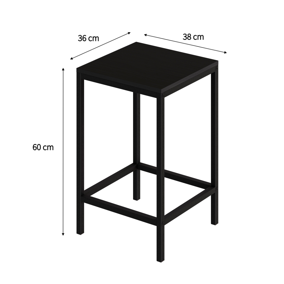 Banco Alto Wooden Ônix e Preto