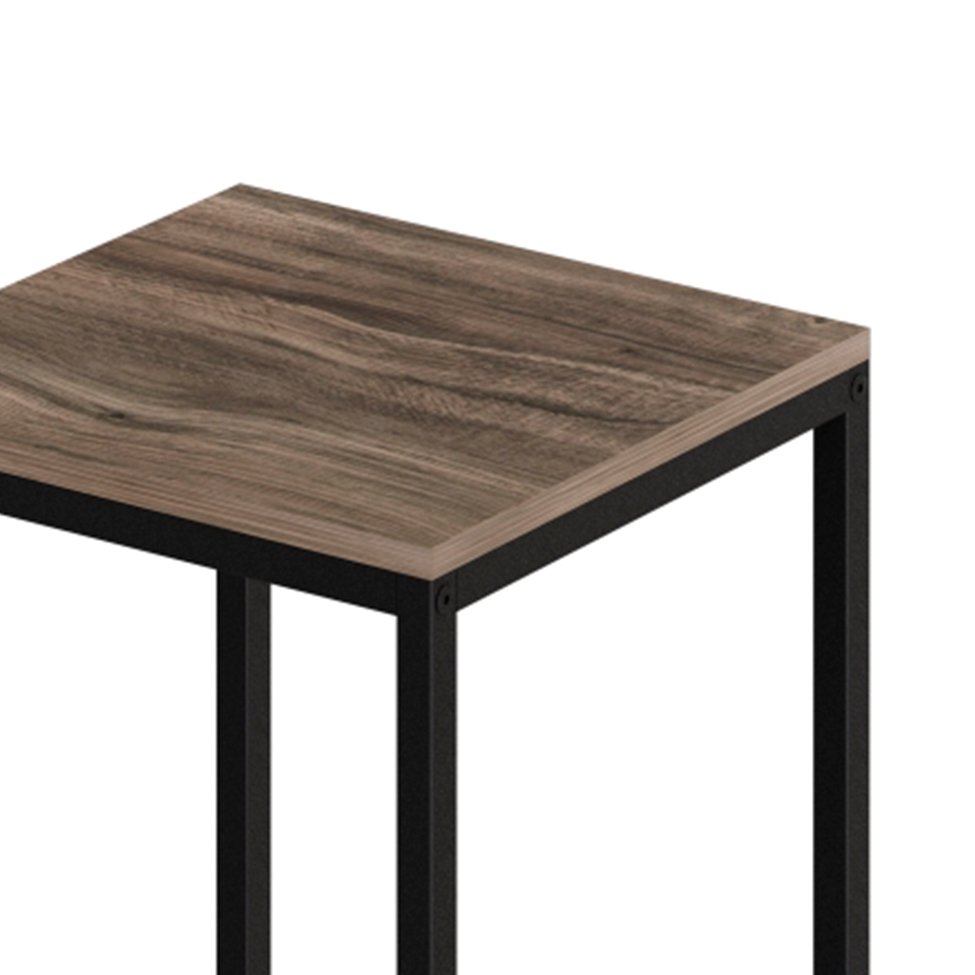 Banco Alto Wooden Carvalho Dark e Preto