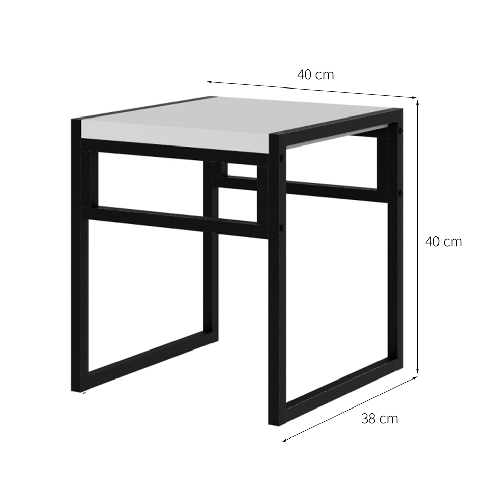 Banco Baixo Wooden Branco e Preto