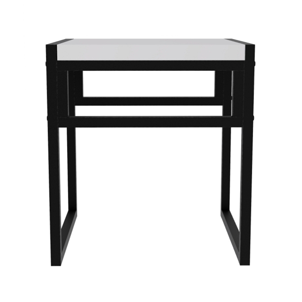 Banco Baixo Wooden Branco e Preto