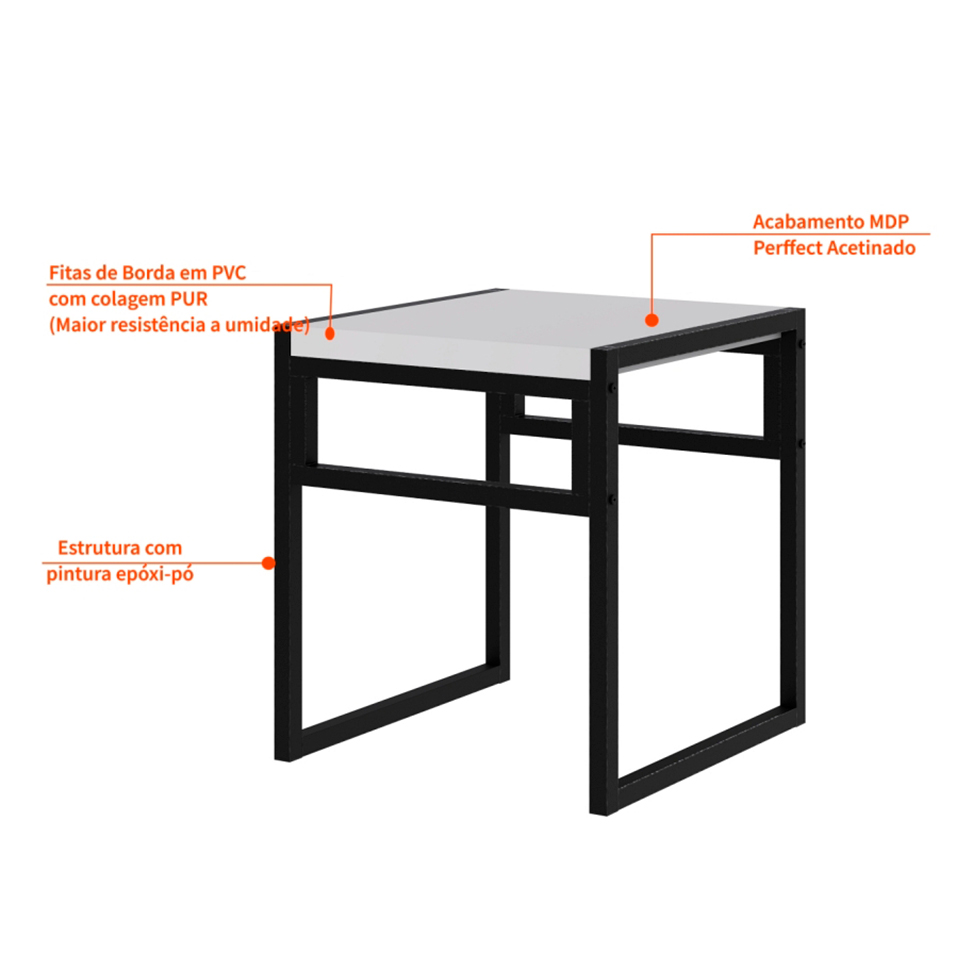 Banco Baixo Wooden Branco e Preto