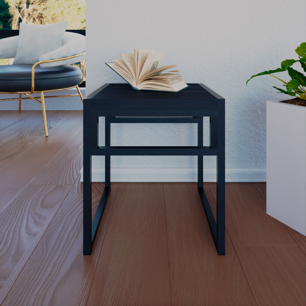 Banco Baixo Wooden Ônix e Preto