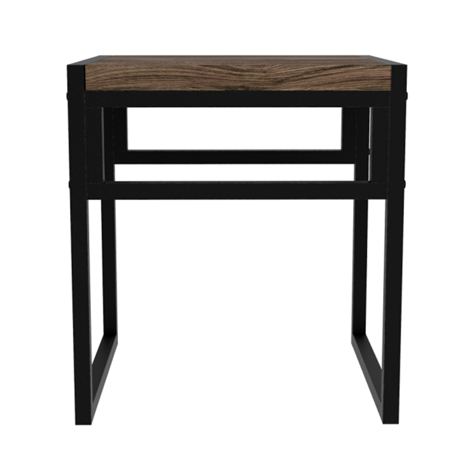 Banco Baixo Wooden Carvalho Dark e Preto