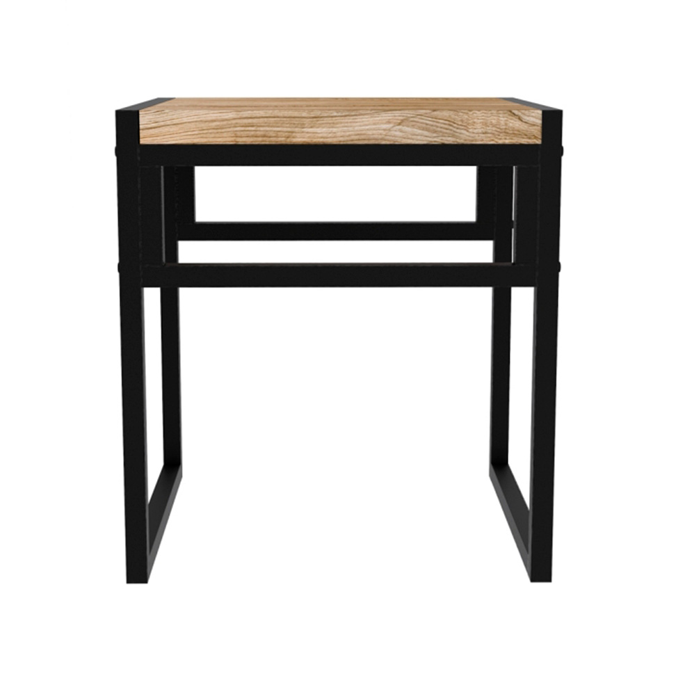 Banco Baixo Wooden Carvalho e Preto