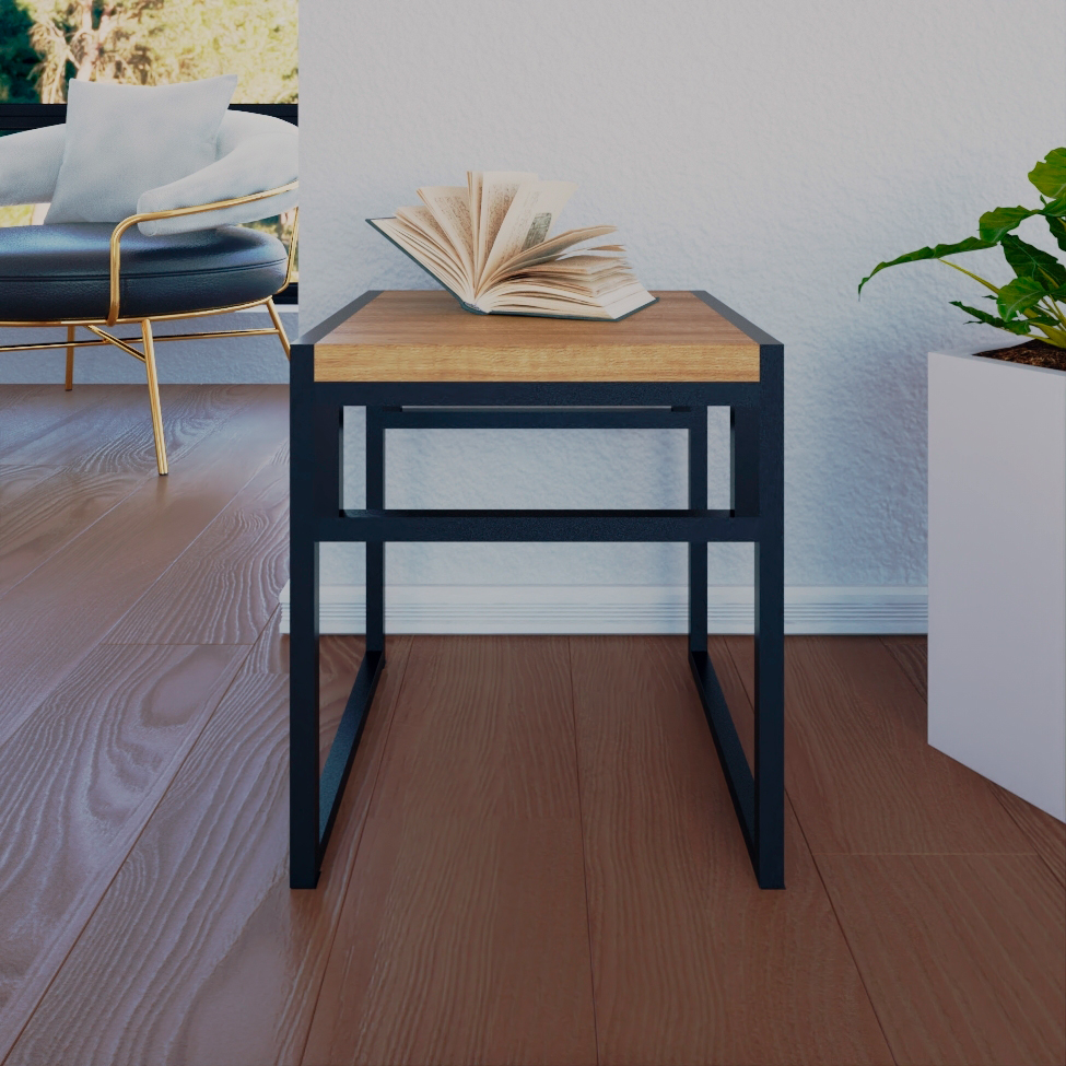 Banco Baixo Wooden Mel e Preto