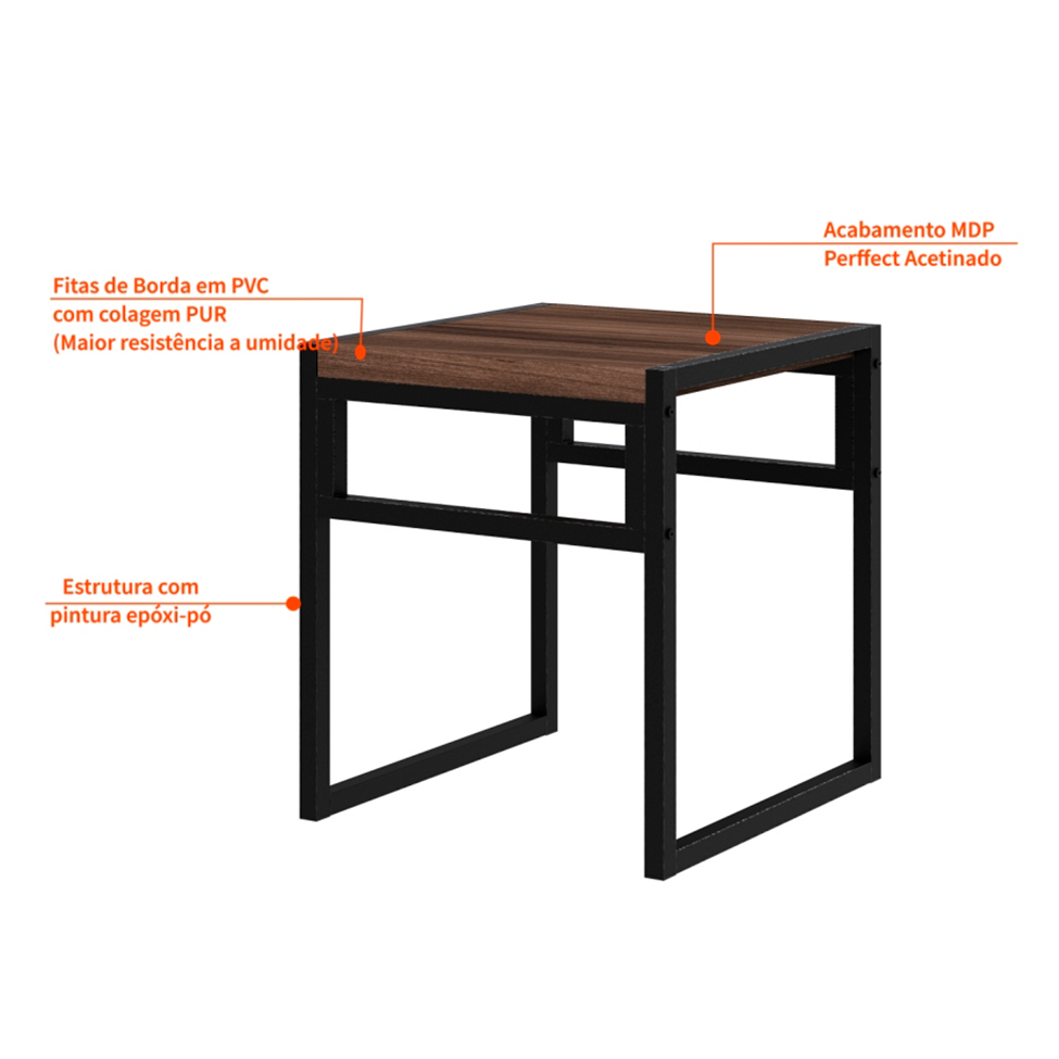 Banco Baixo Wooden Nogal e Preto